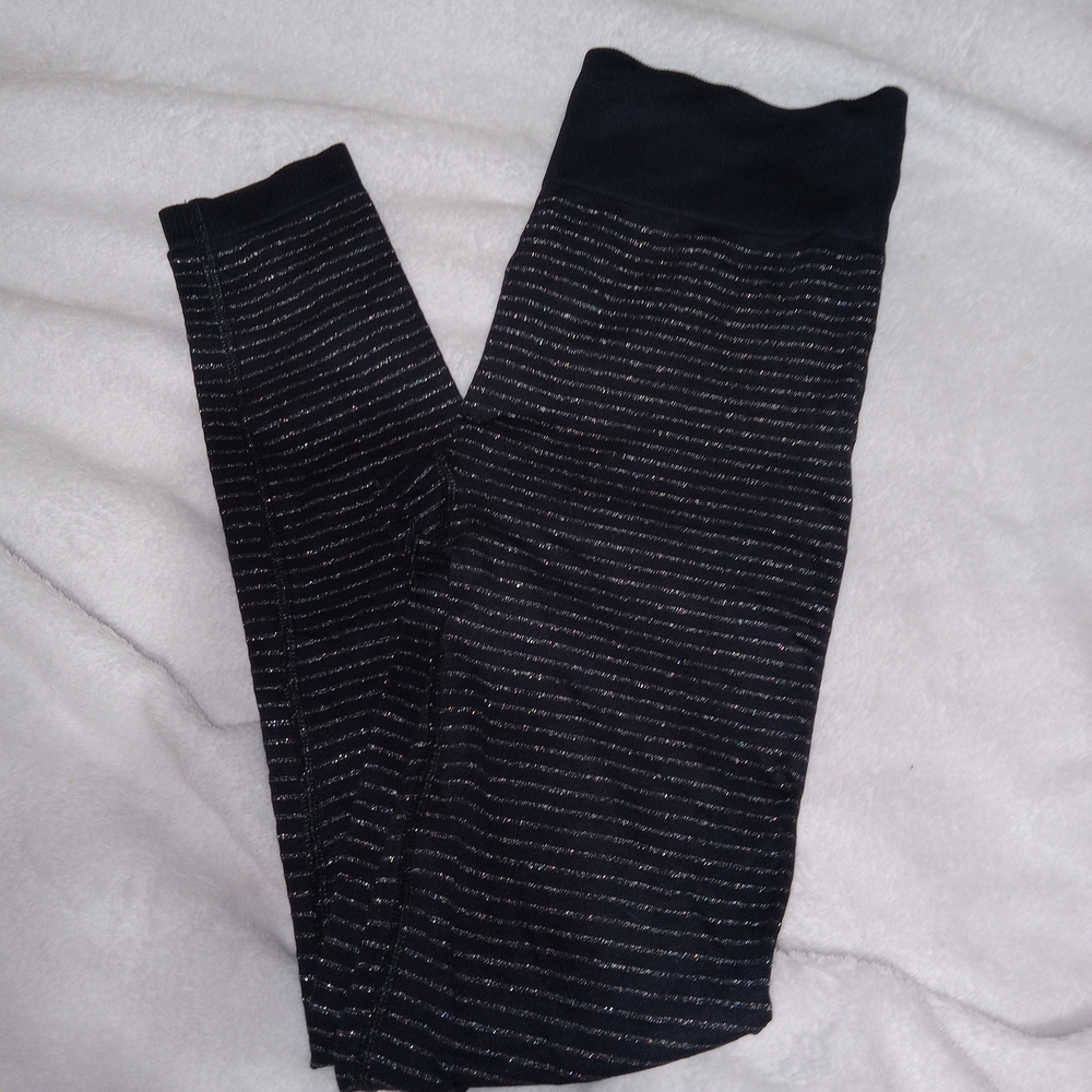 Athleta Compression Fitted Leggings Small Reflective Shimmer Stripe Sz Small - Picture 14 of 15